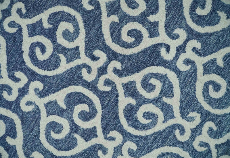 Multi Size Hand Tufted Blue and Ivory contemporary Style Rug - The Rug Decor