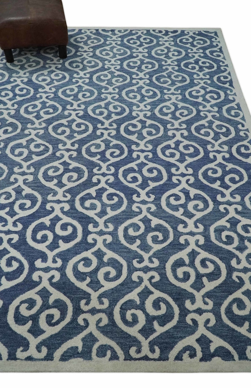 Multi Size Hand Tufted Blue and Ivory contemporary Style Rug - The Rug Decor
