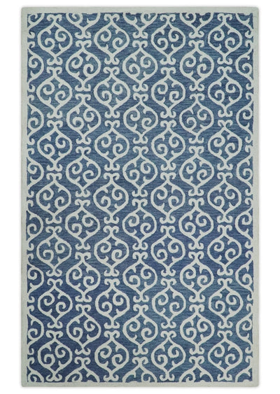 Multi Size Hand Tufted Blue and Ivory contemporary Style Rug - The Rug Decor