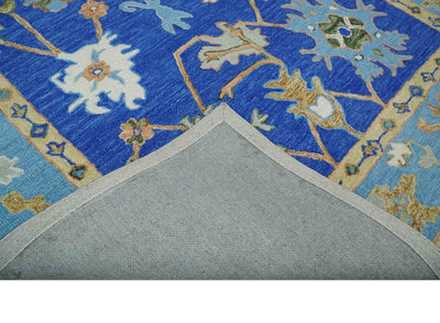 Multi Size Hand Tufted Blue, Aqua and Camel Traditional Oushak Rug - The Rug Decor