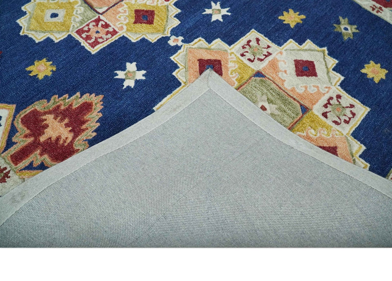 Multi Size Hand Tufted Blue, Ivory and Rust Traditional Antique Style Wool Rug - The Rug Decor