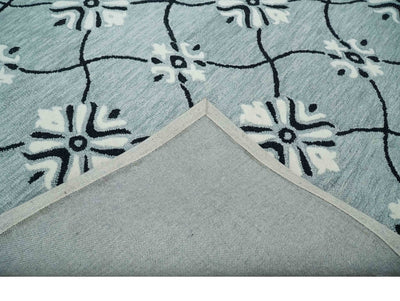 Multi Size Hand Tufted Gray, Black and Ivory Traditional Ikat Pattern wool Rug - The Rug Decor