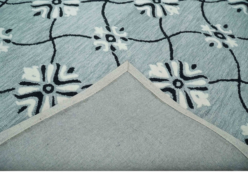 Multi Size Hand Tufted Gray, Black and Ivory Traditional Ikat Pattern wool Rug - The Rug Decor