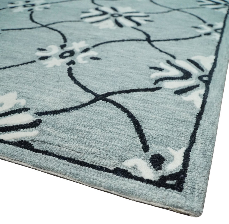 Multi Size Hand Tufted Gray, Black and Ivory Traditional Ikat Pattern wool Rug - The Rug Decor