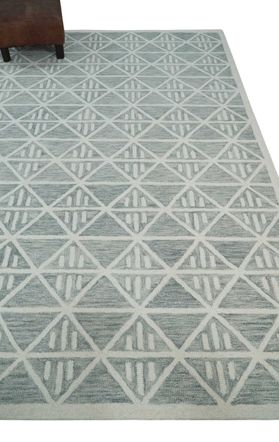 Multi Size Hand Tufted Ivory and Silver Geometrical Shape Modern Style Rug, Kids, Living Room and Bedroom Rug | TRDMA248 - The Rug Decor