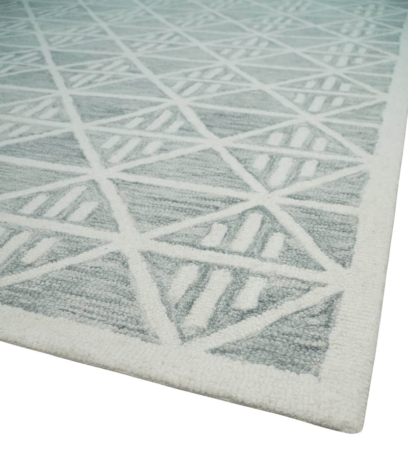 Multi Size Hand Tufted Ivory and Silver Geometrical Shape Modern Style Rug, Kids, Living Room and Bedroom Rug | TRDMA248 - The Rug Decor