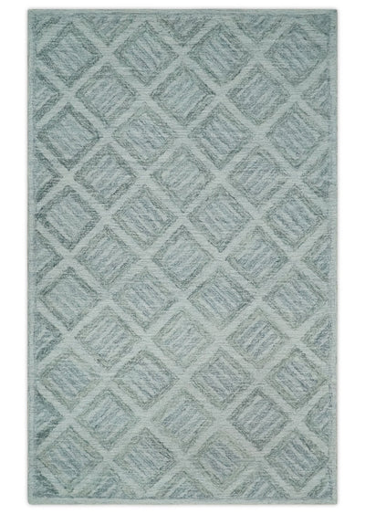 Multi Size Hand Tufted Silver and Gray Geometrical Shape Antique Style Rug, Kids, Living Room and Bedroom Rug | TRDMA220 - The Rug Decor