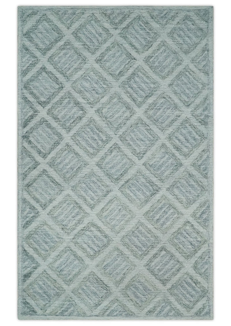 Multi Size Hand Tufted Silver and Gray Geometrical Shape Antique Style Rug, Kids, Living Room and Bedroom Rug | TRDMA220 - The Rug Decor