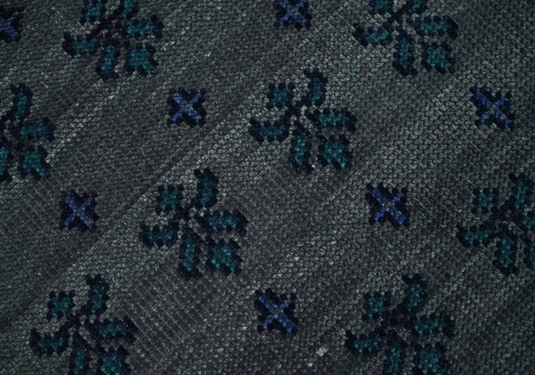 Multi-size Low Pile Gray and Blue Hand Knotted Antique Style Traditional Wool Rug | TRD962 - The Rug Decor