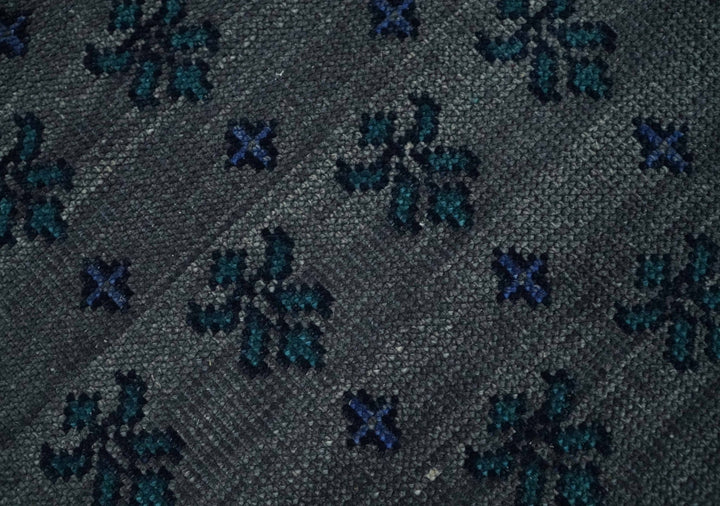 Multi-size Low Pile Gray and Blue Hand Knotted Antique Style Traditional Wool Rug | TRD962 - The Rug Decor