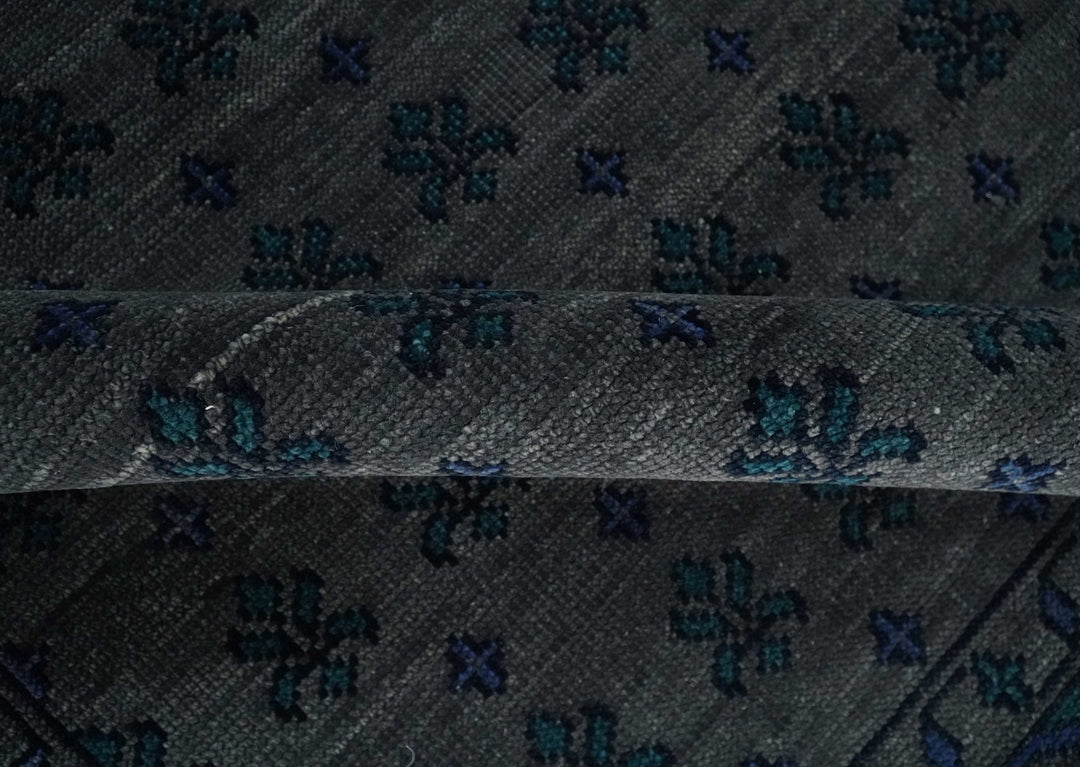 Multi-size Low Pile Gray and Blue Hand Knotted Antique Style Traditional Wool Rug | TRD962 - The Rug Decor