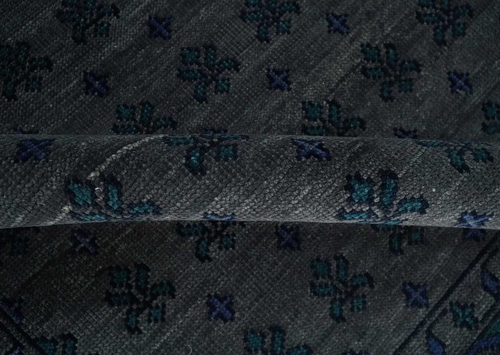 Multi-size Low Pile Gray and Blue Hand Knotted Antique Style Traditional Wool Rug | TRD962 - The Rug Decor