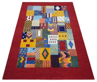 Multicolor Shapes Abstract Wool Hand Woven Southwestern Lori Gabbeh Rug| KNT36 - The Rug Decor