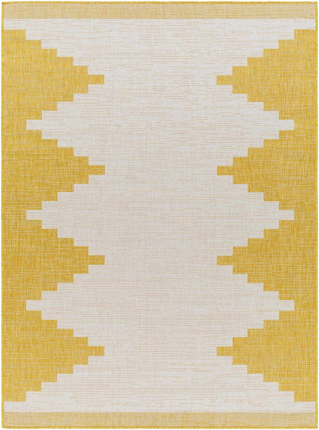 Mustard and Ivory Modern Geometrical Outdoor Safe Multi size Area Rug - The Rug Decor