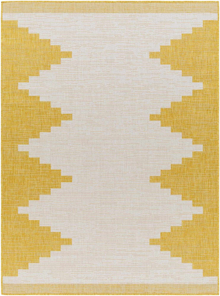 Mustard and Ivory Modern Geometrical Outdoor Safe Multi size Area Rug - The Rug Decor