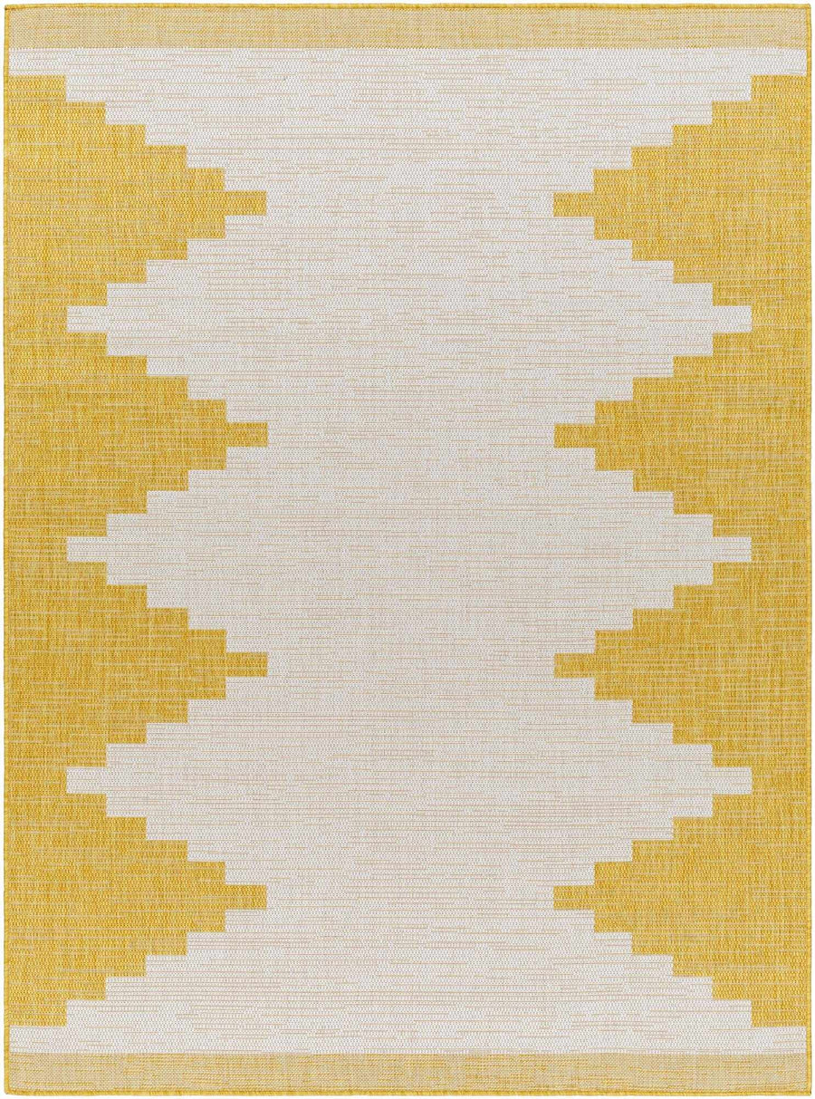 Mustard and Ivory Modern Geometrical Outdoor Safe Multi size Area Rug - The Rug Decor
