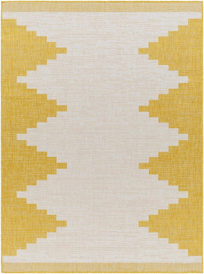Mustard and Ivory Modern Geometrical Outdoor Safe Multi size Area Rug - The Rug Decor