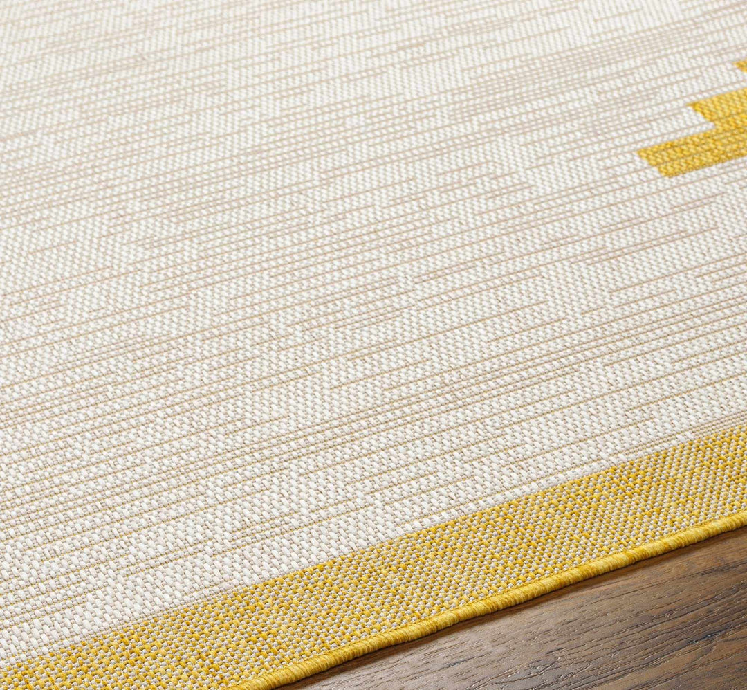 Mustard and Ivory Modern Geometrical Outdoor Safe Multi size Area Rug - The Rug Decor