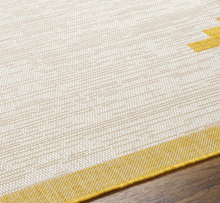 Mustard and Ivory Modern Geometrical Outdoor Safe Multi size Area Rug - The Rug Decor