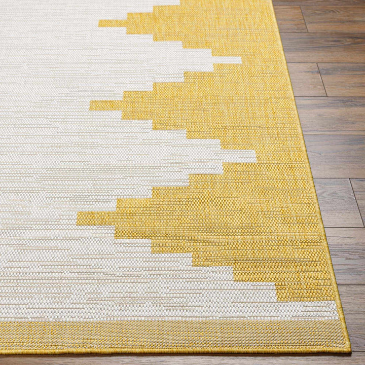 Mustard and Ivory Modern Geometrical Outdoor Safe Multi size Area Rug - The Rug Decor
