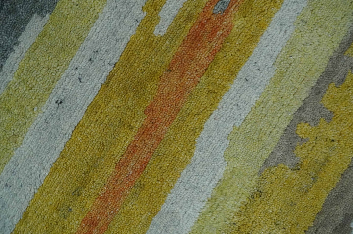 Mustard, Gray, Ivory, and Rust Modern Abstract Hand loom 4x6 wool area Rug - The Rug Decor