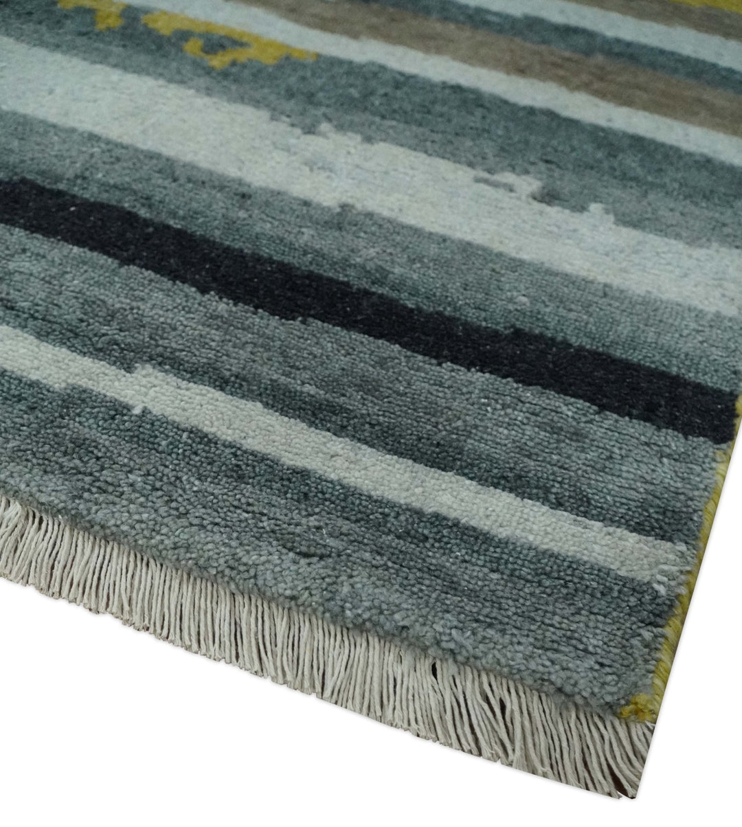 Mustard, Gray, Ivory, and Rust Modern Abstract Hand loom 4x6 wool area Rug - The Rug Decor