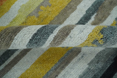 Mustard, Gray, Ivory, and Rust Modern Abstract Hand loom 4x6 wool area Rug - The Rug Decor