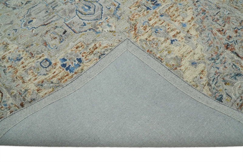 Muted 5x8 Hand Hooked Blue and Gray Wool Textured Loop Area Rug | GAR8 - The Rug Decor