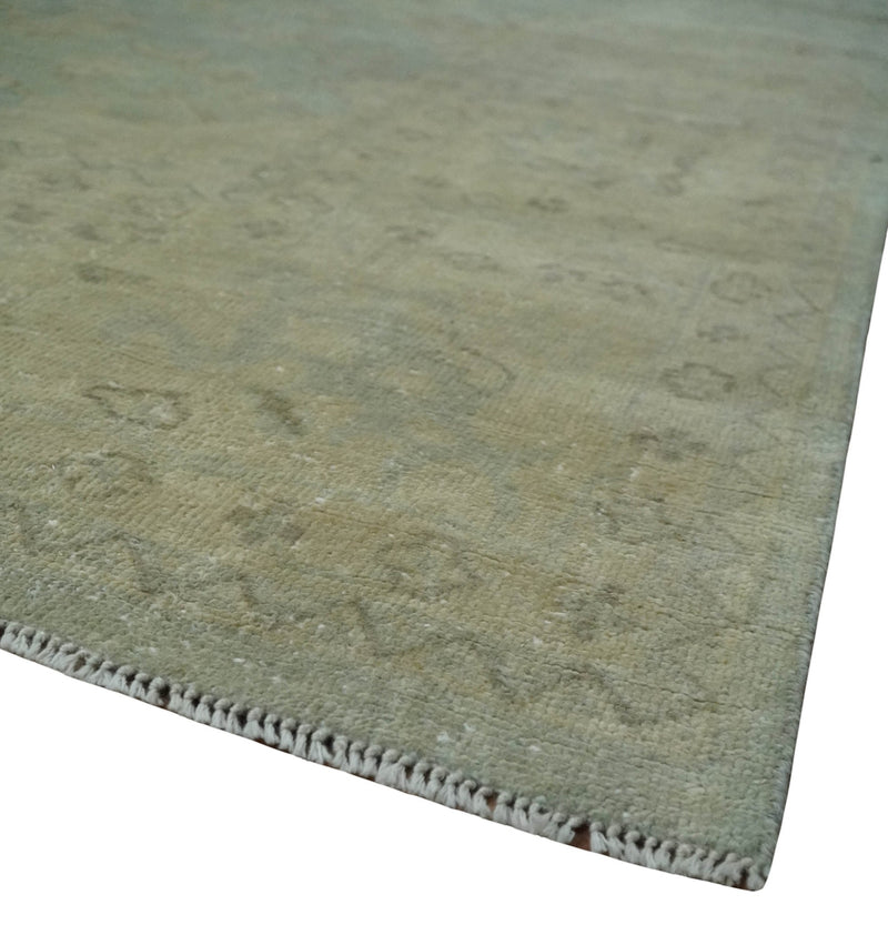 Muted Earthy 10x14 Hand Knotted Silver and Beige Antique Style Traditional Wool Rug - The Rug Decor