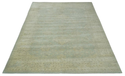 Muted Earthy 10x14 Hand Knotted Silver and Beige Antique Style Traditional Wool Rug - The Rug Decor