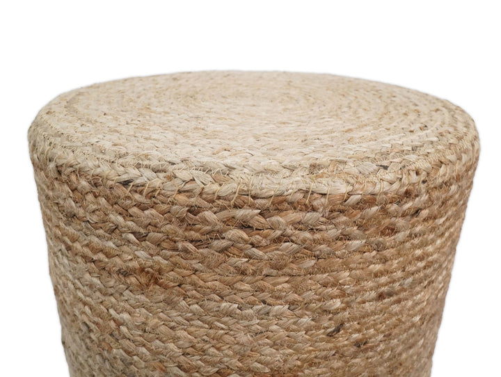 Natural Brown Jute Round Pouf, Hand Braided boho Pouf Ottoman Footstool, Side table, Seat , Foot Rest, Living Room, Bedroom | JP6 - The Rug Decor