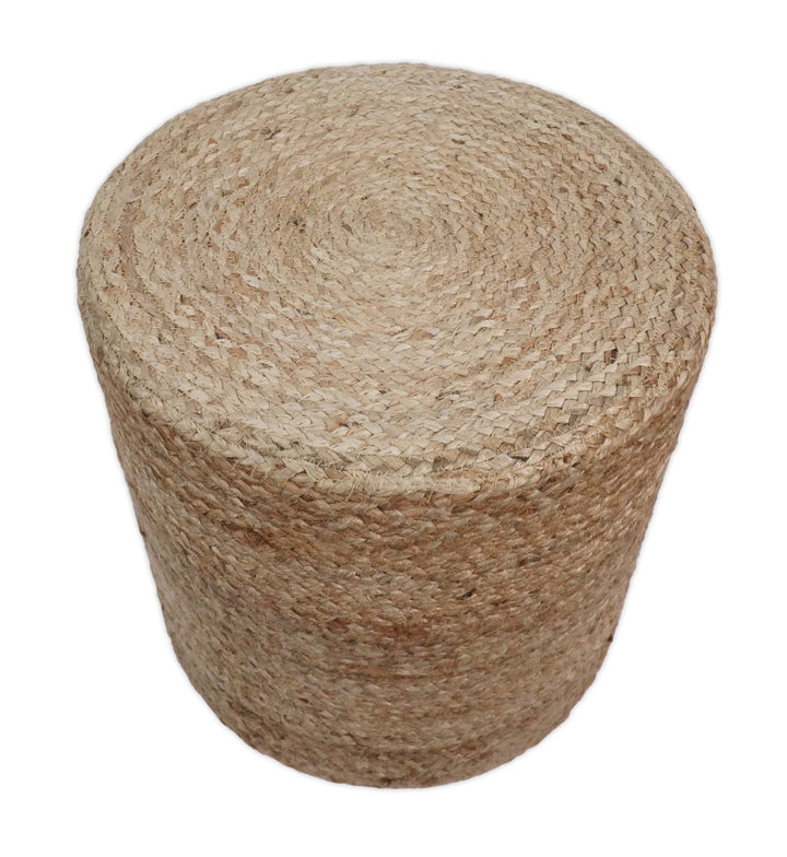 Natural Brown Jute Round Pouf, Hand Braided boho Pouf Ottoman Footstool, Side table, Seat , Foot Rest, Living Room, Bedroom | JP6 - The Rug Decor