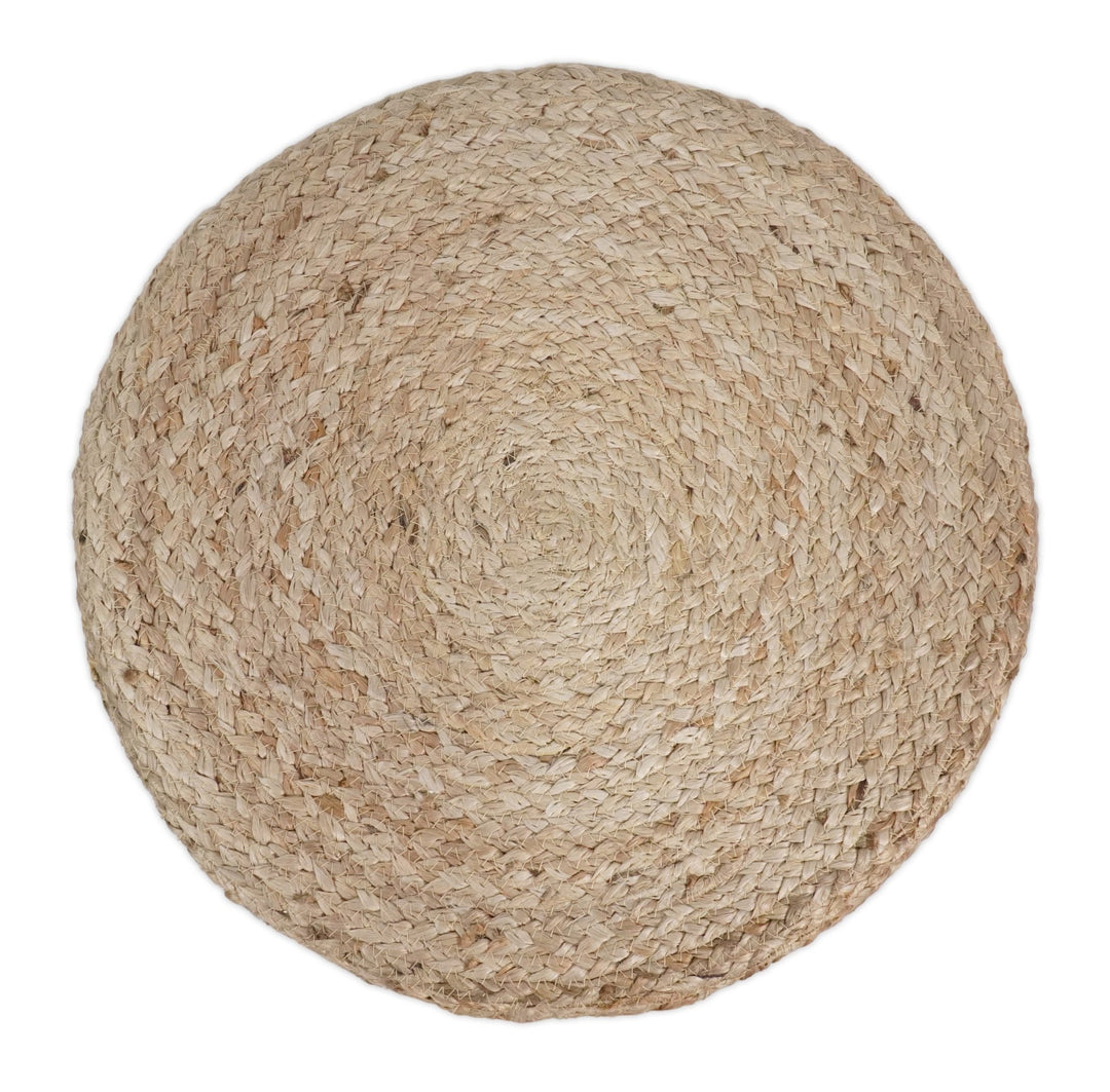 Natural Brown Jute Round Pouf, Hand Braided boho Pouf Ottoman Footstool, Side table, Seat , Foot Rest, Living Room, Bedroom | JP6 - The Rug Decor