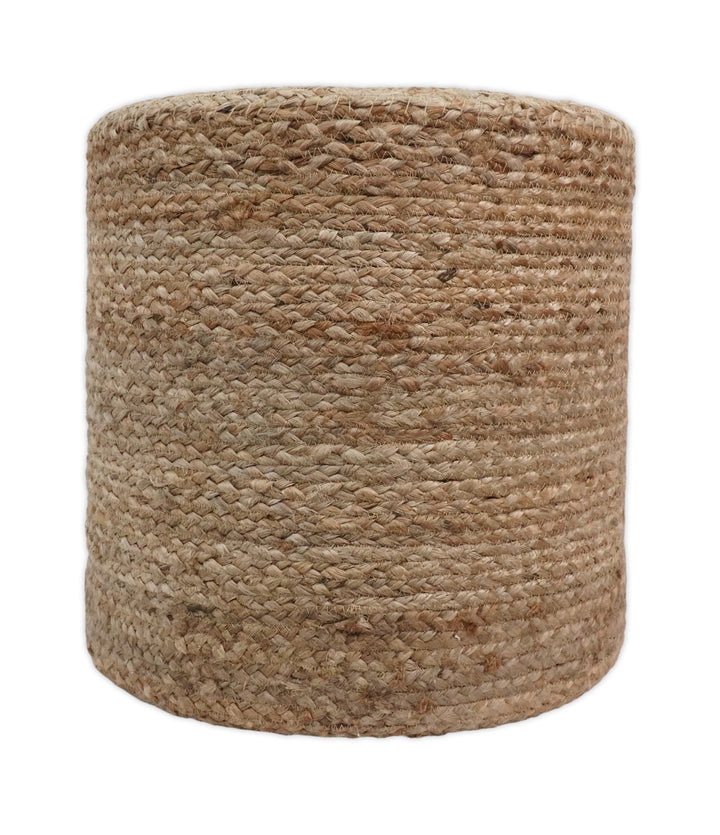 Natural Brown Jute Round Pouf, Hand Braided boho Pouf Ottoman Footstool, Side table, Seat , Foot Rest, Living Room, Bedroom | JP6 - The Rug Decor