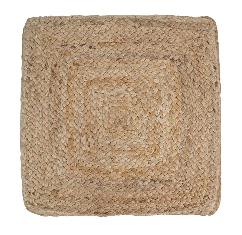 Natural Silver Brown Jute Square Pouf, Hand Braided boho Pouf Ottoman Footstool, Side table, Seat , Foot Rest, Living Room, Bedroom | JP5 - The Rug Decor
