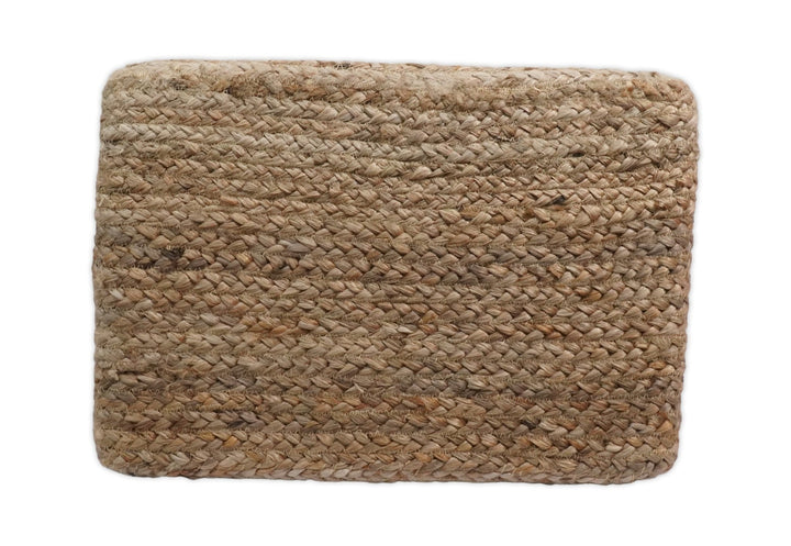 Natural Silver Brown Jute Square Pouf, Hand Braided boho Pouf Ottoman Footstool, Side table, Seat , Foot Rest, Living Room, Bedroom | JP5 - The Rug Decor
