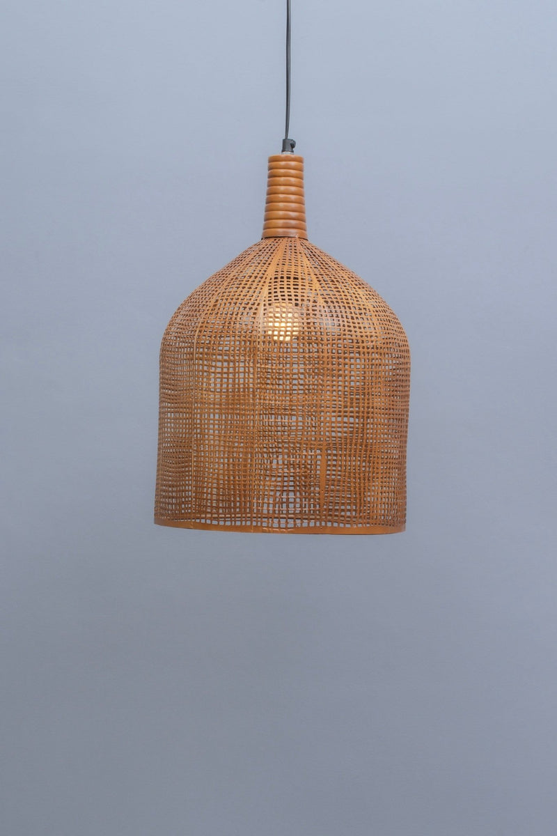 Natural Wicker Rattan Handcrafted Dome Shaped Pendant Lamp - The Rug Decor