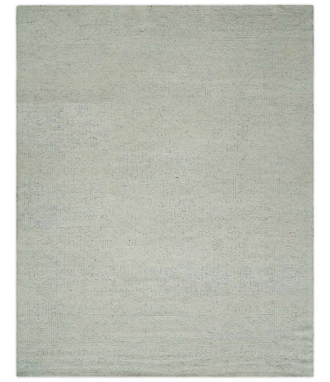 Neutral Contemporary 8x10 Medallion Beige 8x10 Hand knotted wool area rug - The Rug Decor