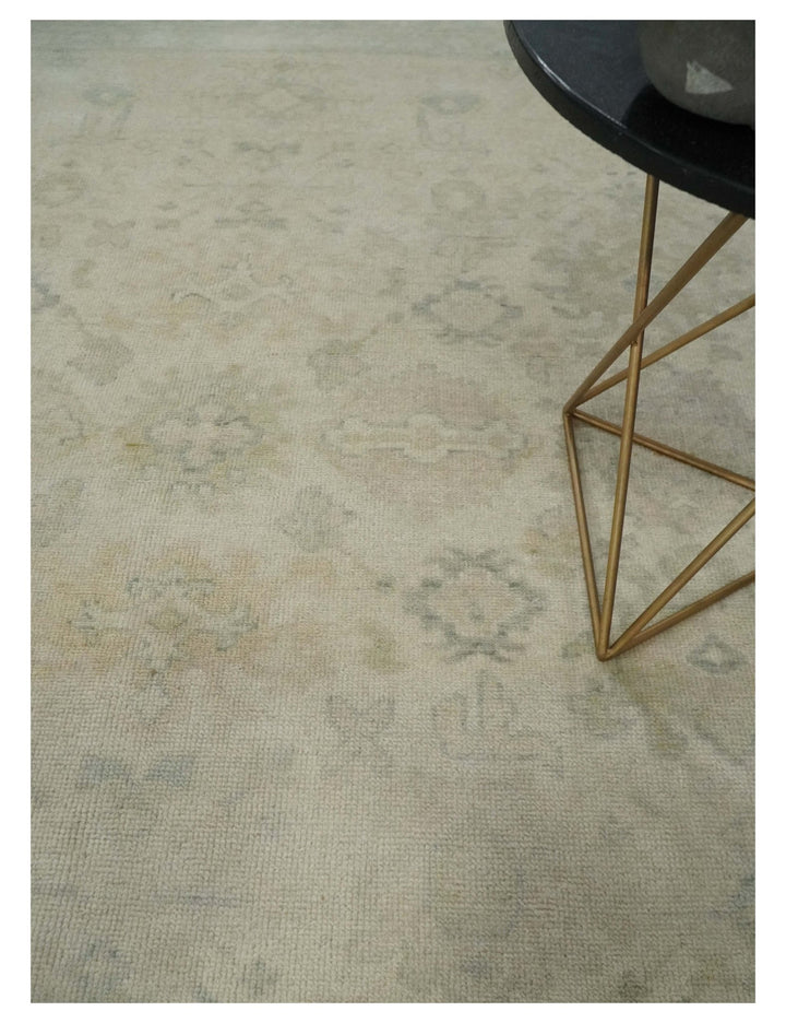 Neutral Earthy 8x10 Traditional Camel and Silver Antique Style Hand knotted Wool Area Rug - The Rug Decor