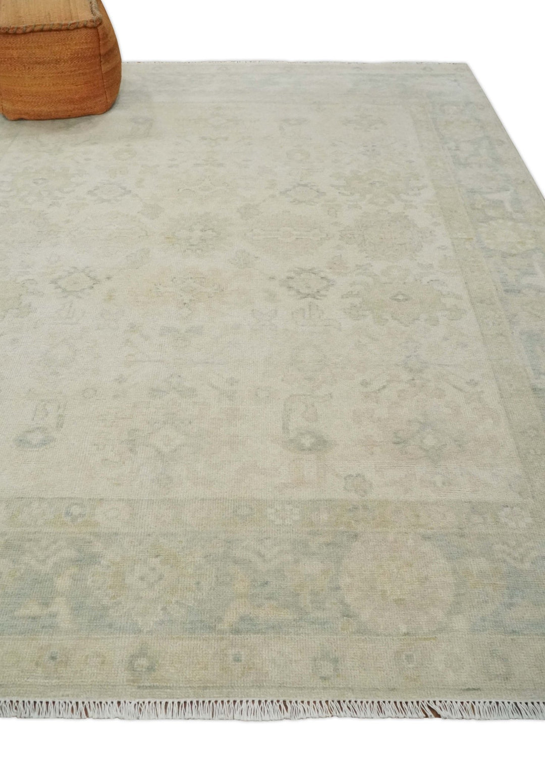 Neutral Earthy 8x10 Traditional Camel and Silver Antique Style Hand knotted Wool Area Rug - The Rug Decor