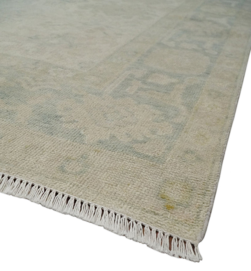 Neutral Earthy 8x10 Traditional Camel and Silver Antique Style Hand knotted Wool Area Rug - The Rug Decor