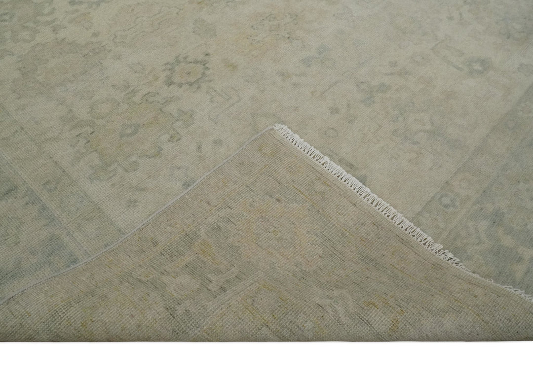 Neutral Earthy 8x10 Traditional Camel and Silver Antique Style Hand knotted Wool Area Rug - The Rug Decor