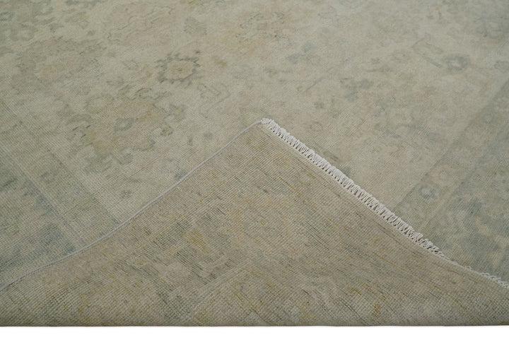 Neutral Earthy 8x10 Traditional Camel and Silver Antique Style Hand knotted Wool Area Rug - The Rug Decor