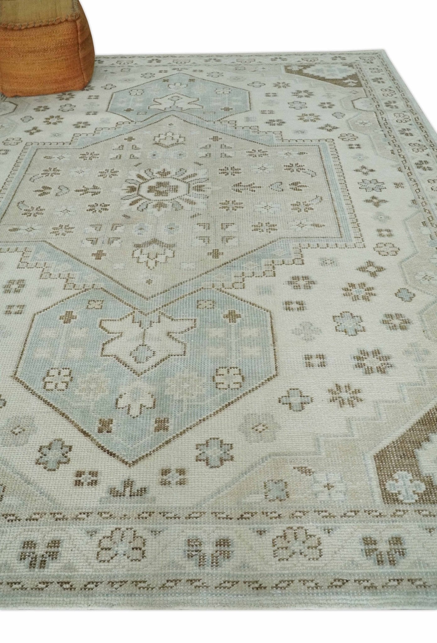 Neutral Ivory, Brown and Gray Hand knotted Traditional Multi Size wool Area Rug - The Rug Decor