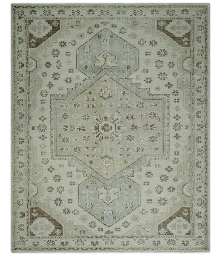 Neutral Ivory, Brown and Gray Hand knotted Traditional Multi Size wool Area Rug - The Rug Decor
