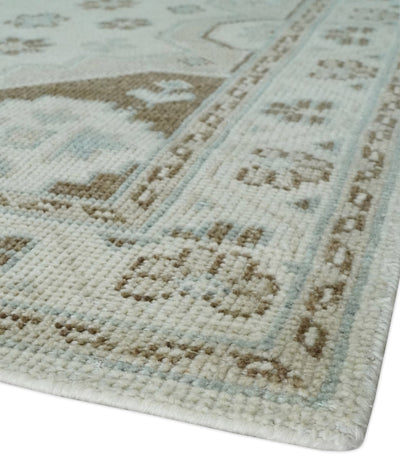 Neutral Ivory, Brown and Gray Hand knotted Traditional Multi Size wool Area Rug - The Rug Decor