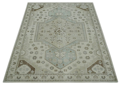 Neutral Ivory, Brown and Gray Hand knotted Traditional Multi Size wool Area Rug - The Rug Decor