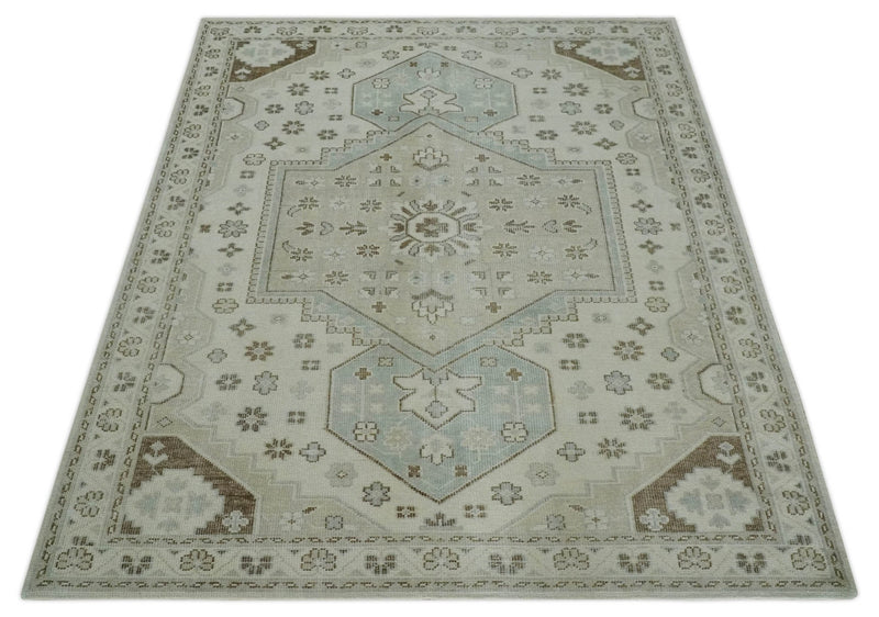 Neutral Ivory, Brown and Gray Hand knotted Traditional Multi Size wool Area Rug - The Rug Decor