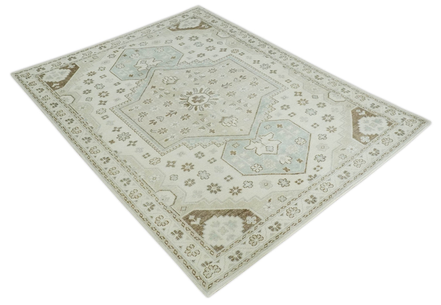 Neutral Ivory, Brown and Gray Hand knotted Traditional Multi Size wool Area Rug - The Rug Decor