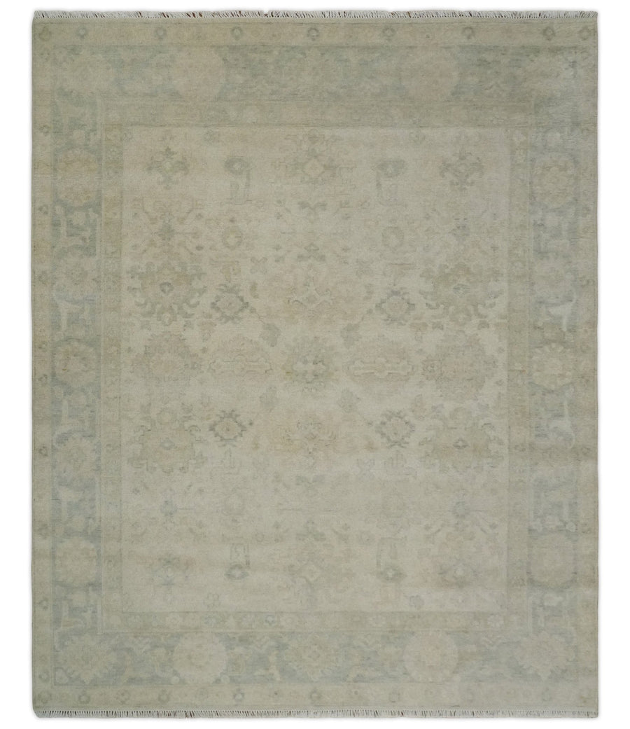 Neutral Tone Traditional Camel and Silver Antique Style Hand knotted Wool Area Rug - The Rug Decor